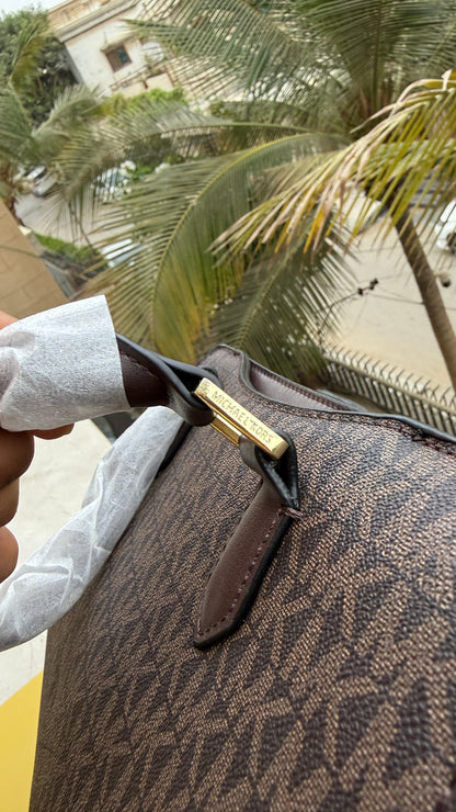 Michael Kors Laila Signature Monogram Hand bag With box.