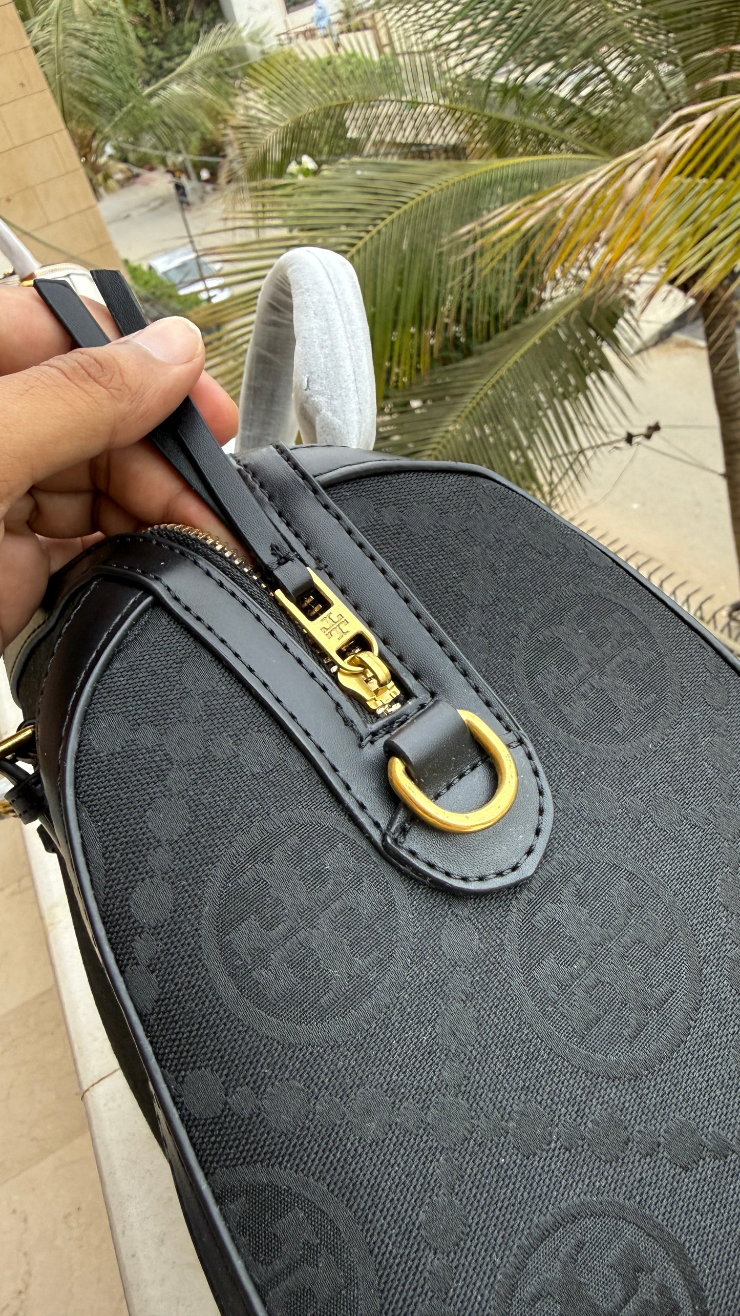 Tory Burch Petite T Monogram Jacquard Barrel Bag-Master Series.