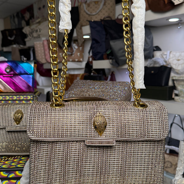 Kurt Geiger London Large Kensington houndstooth tote bag With Box.
