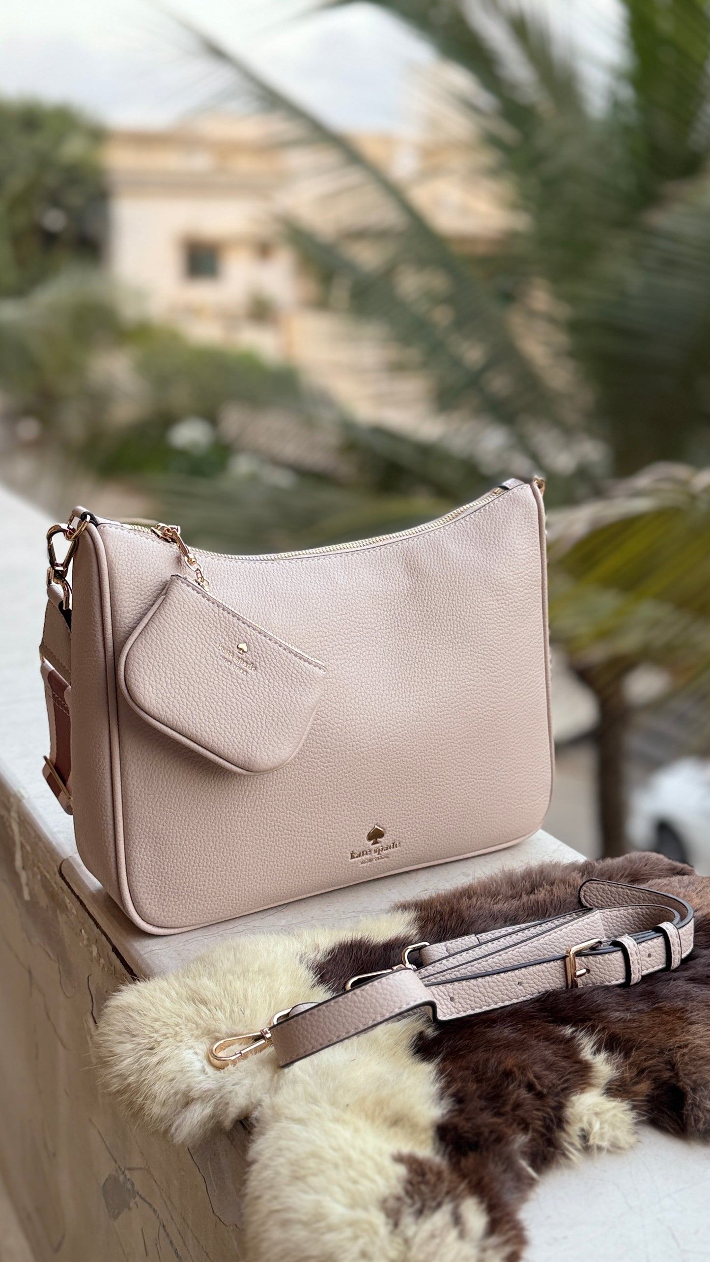 Kate Spade Emma Large Crossbody bag With mini pouch-Master Plus series Nude/Skin