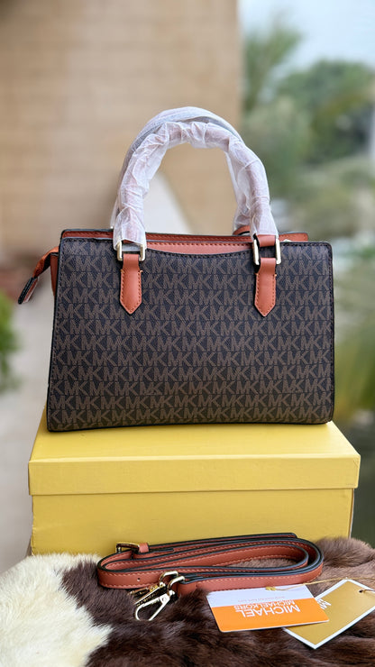 Michael Kors Laila Signature Monogram Hand bag With box.