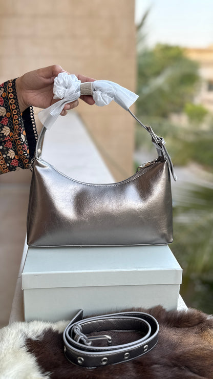 Charles & Keith Atwood chain-embellished shoulder bag with a shiny finish-Master Series-With box