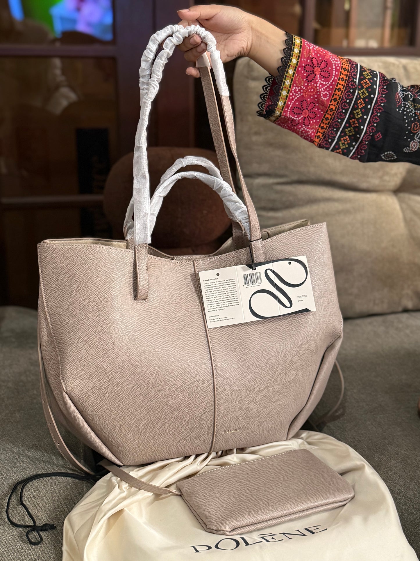Pólene Cyme Textured edition Tote Bag! AAA TOP QUALITY With Folding Box