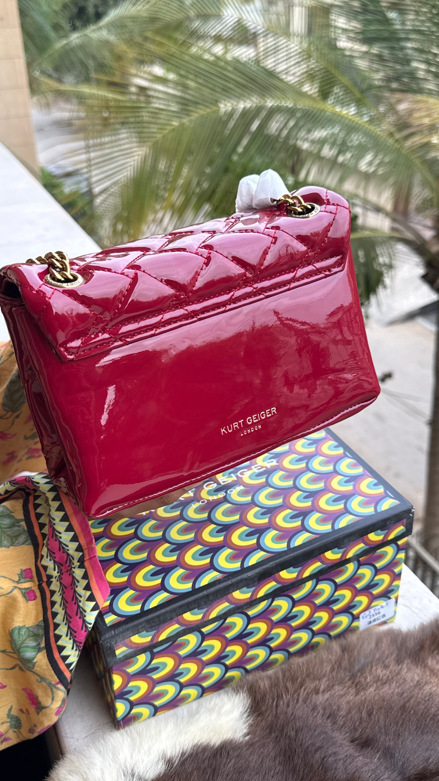 Kurt Geiger Kensington shoulder bag featuring quilted black patent leather and a signature eagle head embellished with crystals-Master Series With Box
