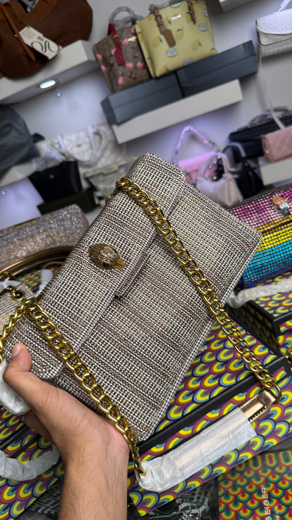 Kurt Geiger London Large Kensington houndstooth tote bag With Box.