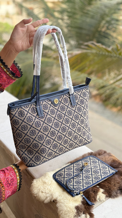 Tory Burch T Monogram Tote-Master Plus Series With Pouch