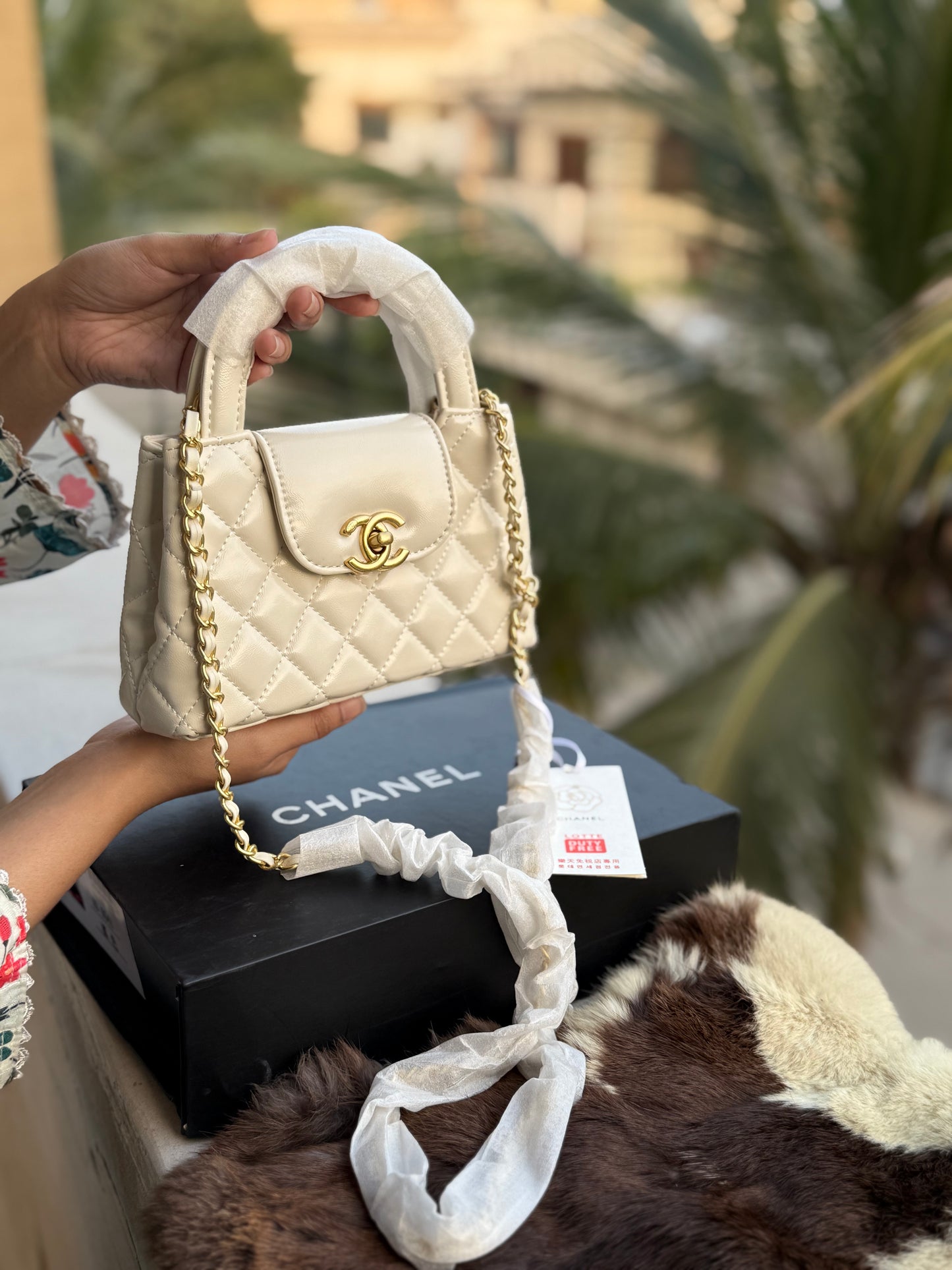 Chanel Kelly Small in White Shinny Calf Skin-AAA Quality-Folding Box