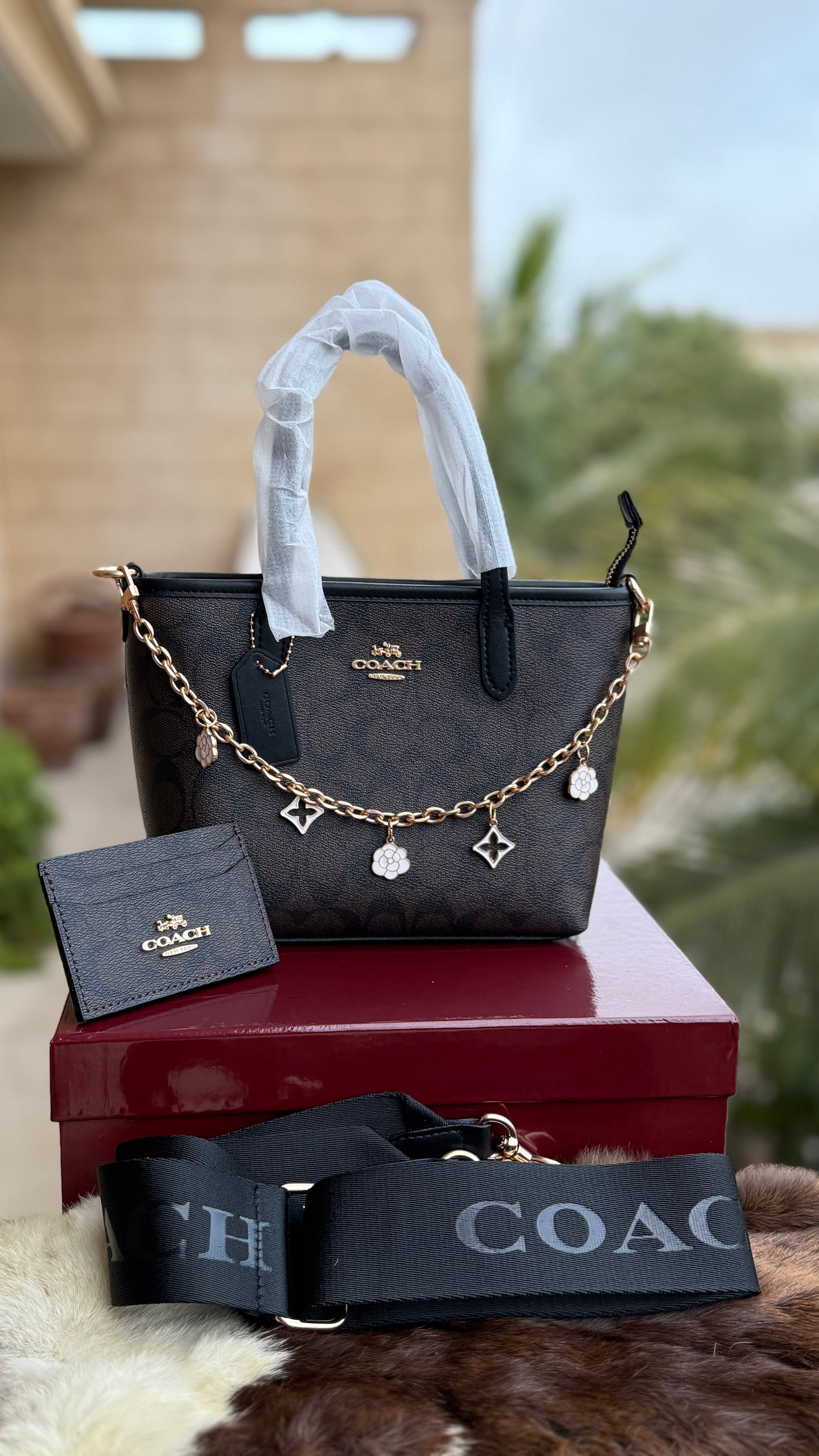 Coach City Mini Tote Bag-With Wallet & Charm Chain-Box Included-Master Plus Series.