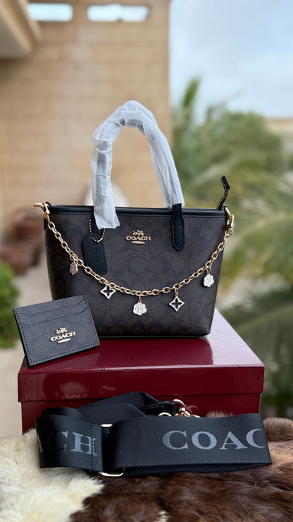 Coach City Mini Tote Bag-With Wallet & Charm Chain-Box Included-Master Plus Series.