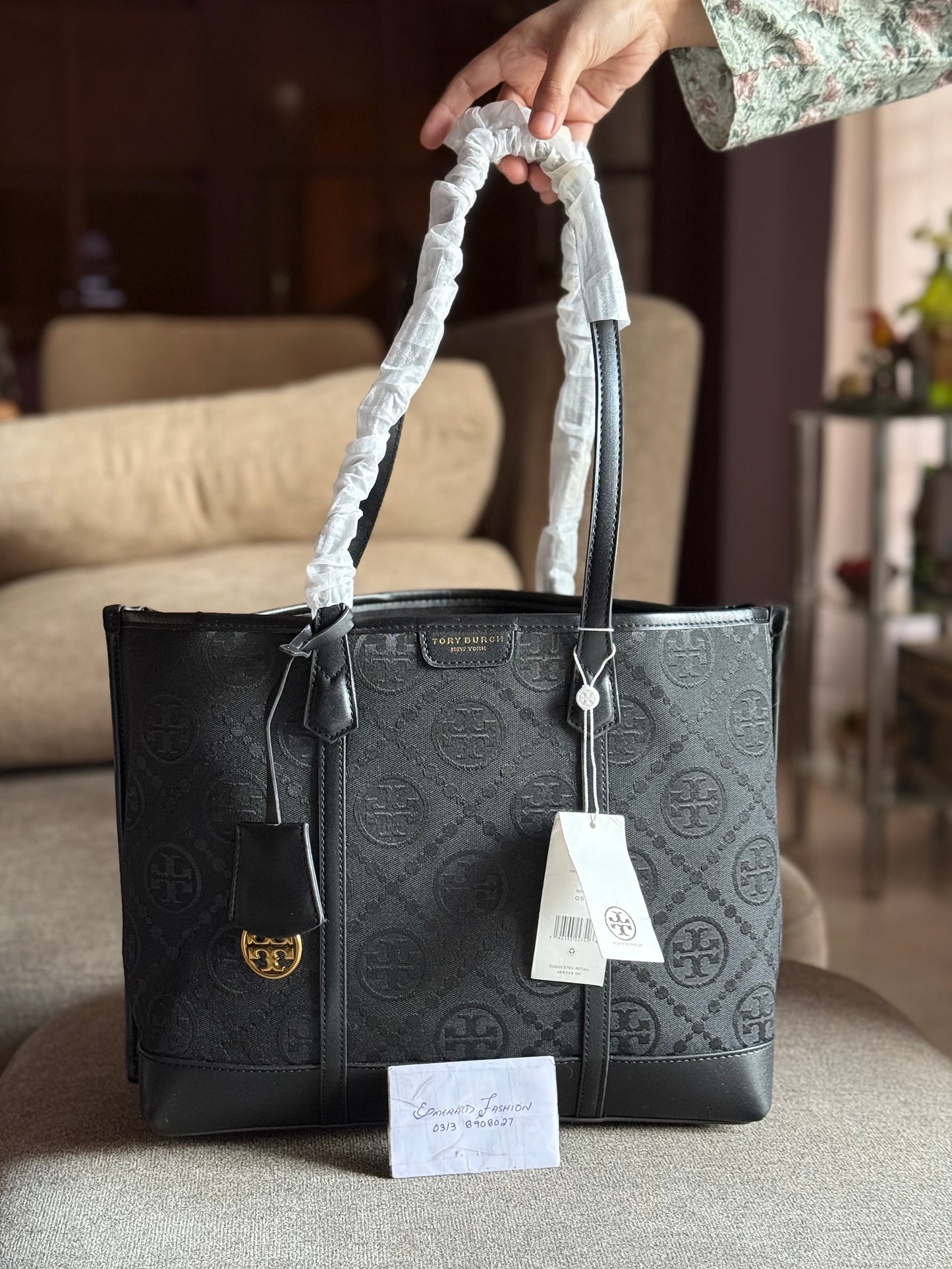 .Tory Burch Perry Monogram Tote Bag!