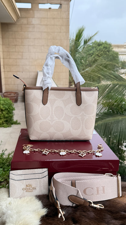 Coach City Mini Tote Bag-With Wallet & Charm Chain-Box Included-Master Plus Series.