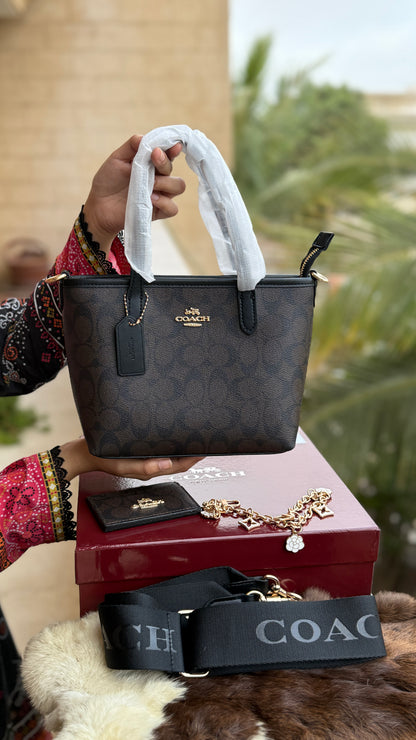 Coach City Mini Tote Bag-With Wallet & Charm Chain-Box Included-Master Plus Series.