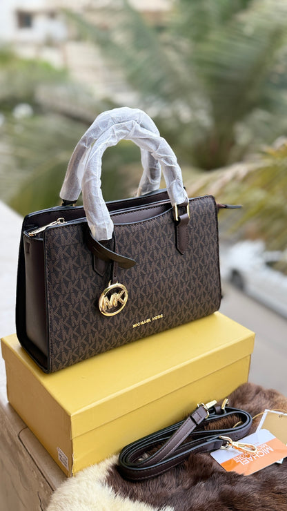 Michael Kors Laila Signature Monogram Hand bag With box.