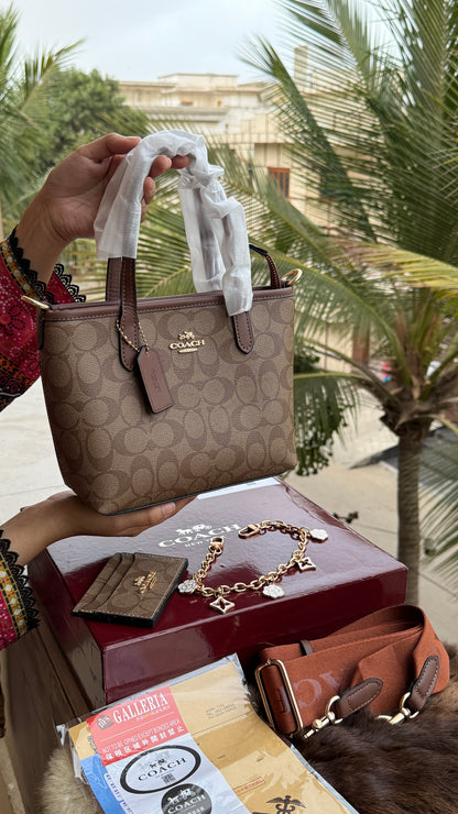 Coach City Mini Tote Bag-With Wallet & Charm Chain-Box Included-Master Plus Series.