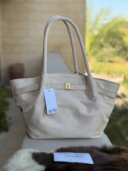 JW PEI Hana Medium Suede Tote Bag in black