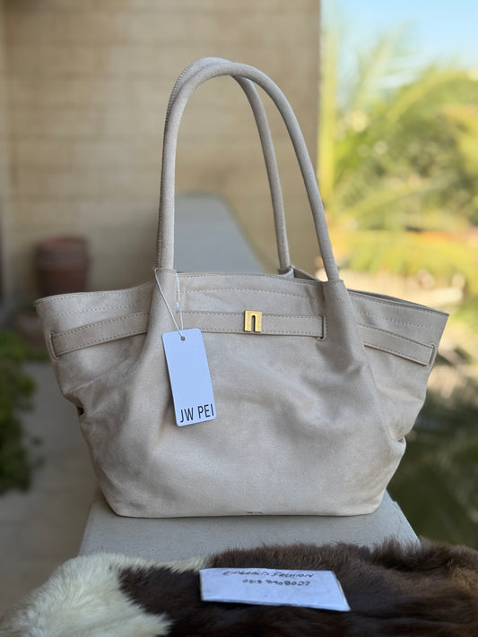 JW PEI Hana Medium Suede Tote Bag in black