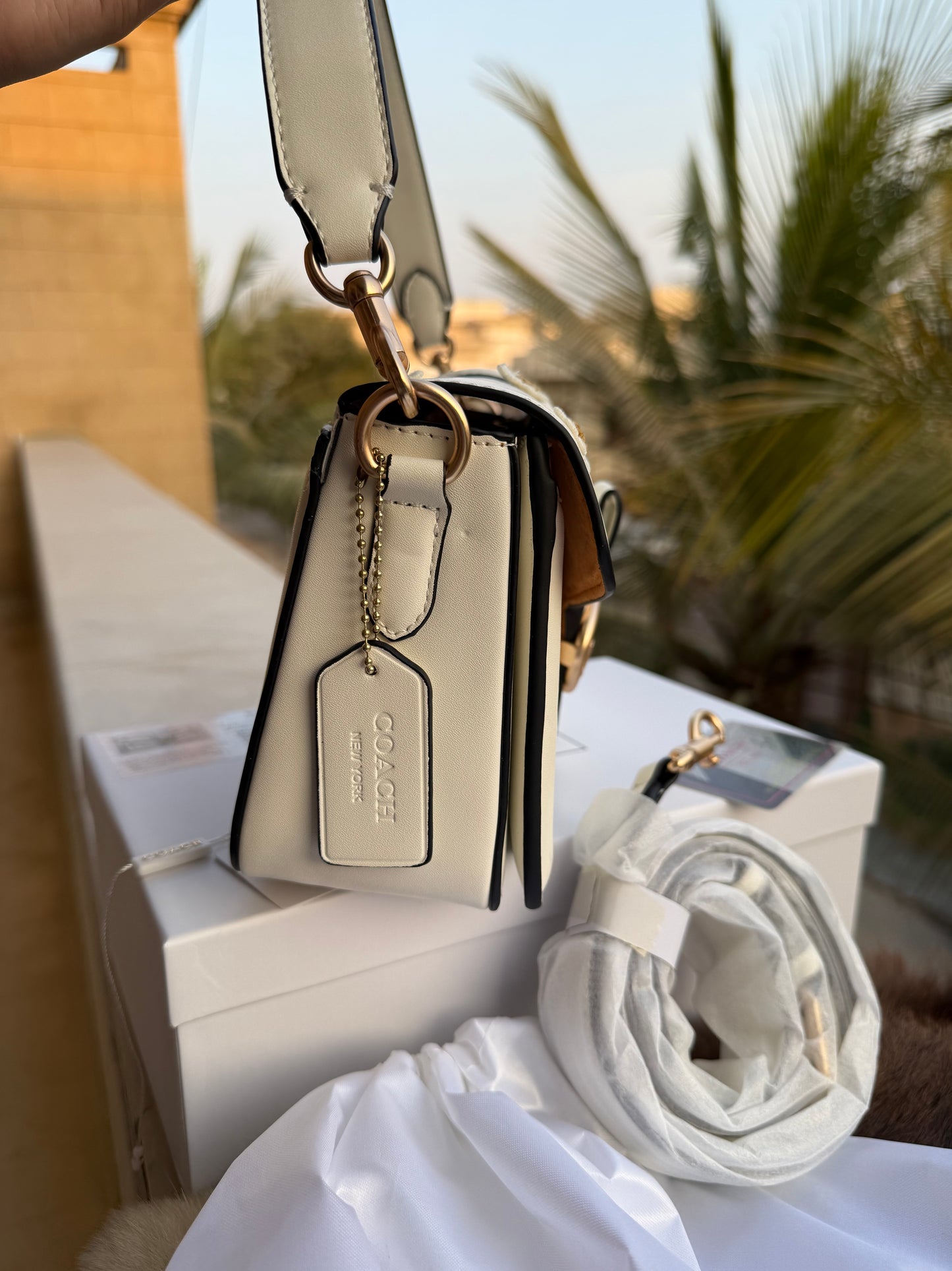 Coach Georgie shoulder bag in white with daisy embroidery.Same as original-Master Plus Series-Box included