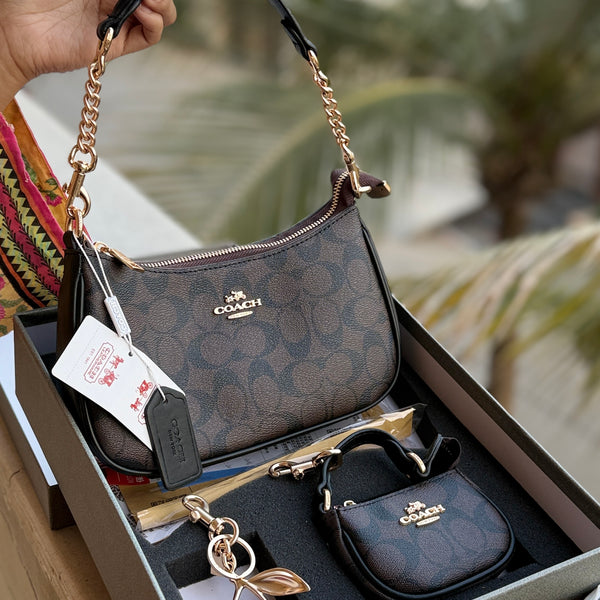 Coach Teri Hobo Complete Set With Box,Micro Bag & Cherry Charm-Master Plus