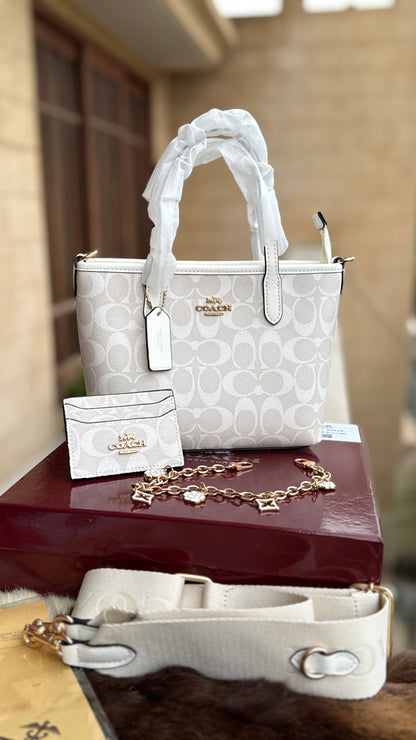 Coach City Mini Tote Bag-With Wallet & Charm Chain-Box Included-Master Plus Series.