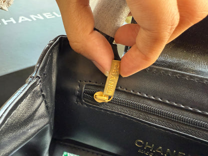 Chanel Kelly Small in Black Shinny Calf Skin-AAA Quality-Folding Box