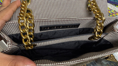 Kurt Geiger London Large Kensington houndstooth tote bag With Box.