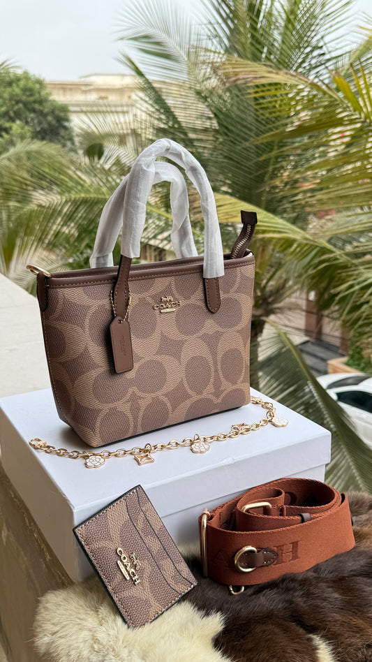 Coach City Mini Tote Bag-With Wallet & Charm Chain-Box Included-Master Plus Series.