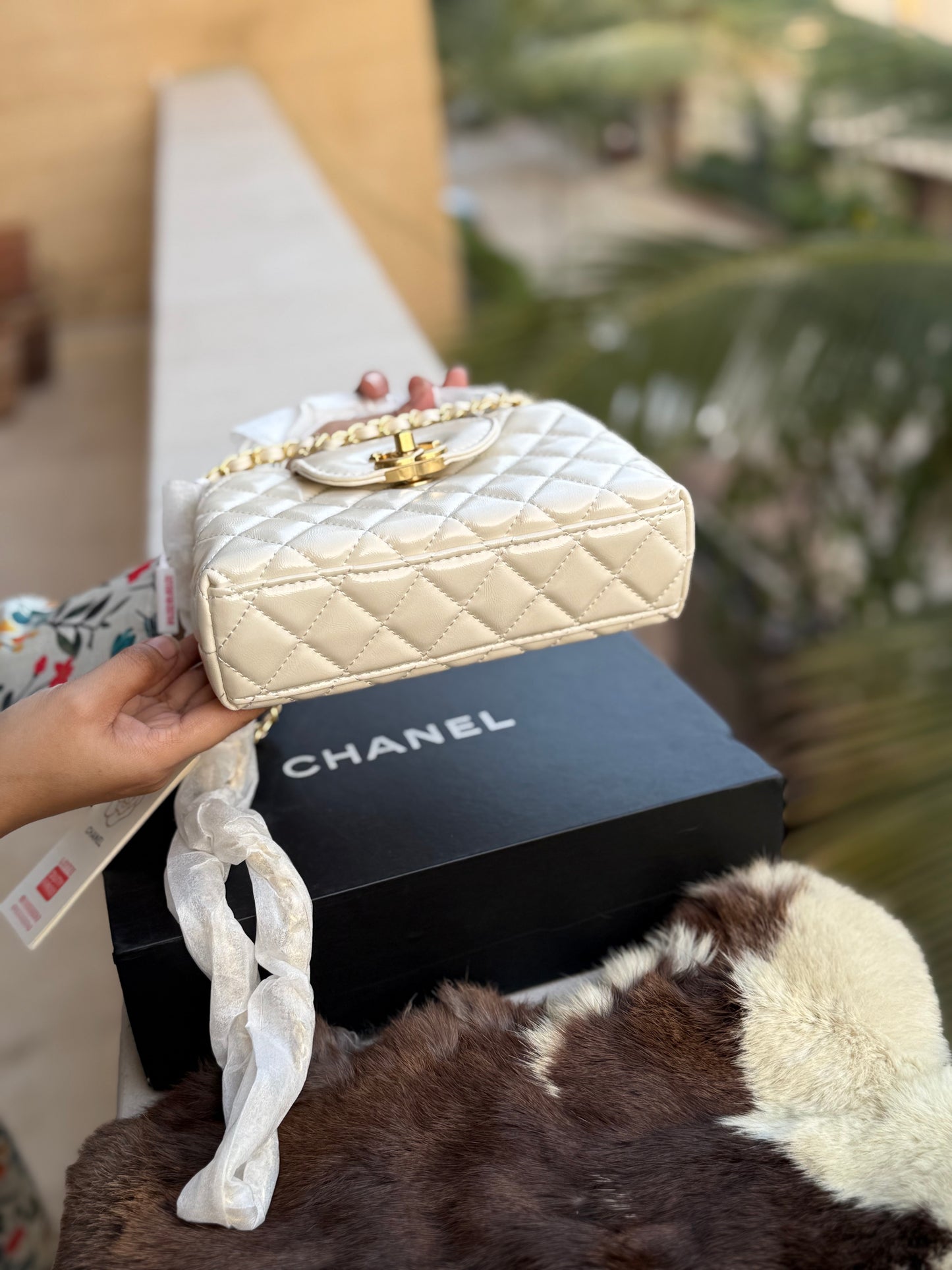 Chanel Kelly Small in White Shinny Calf Skin-AAA Quality-Folding Box
