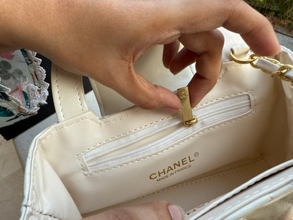 Chanel Kelly Small in White Shinny Calf Skin-AAA Quality-Folding Box