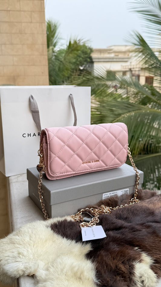 Charles & Keith Arrietty Quilted Wallet on Chain-With Box-Paper Bag