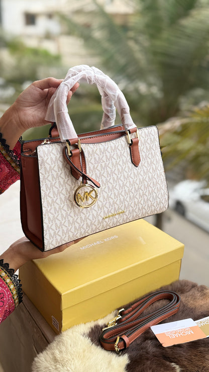 Michael Kors Laila Signature Monogram Hand bag With box.