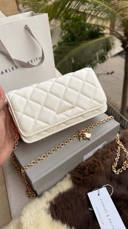 Charles & Keith Arrietty Quilted Wallet on Chain-With Box-Paper Bag