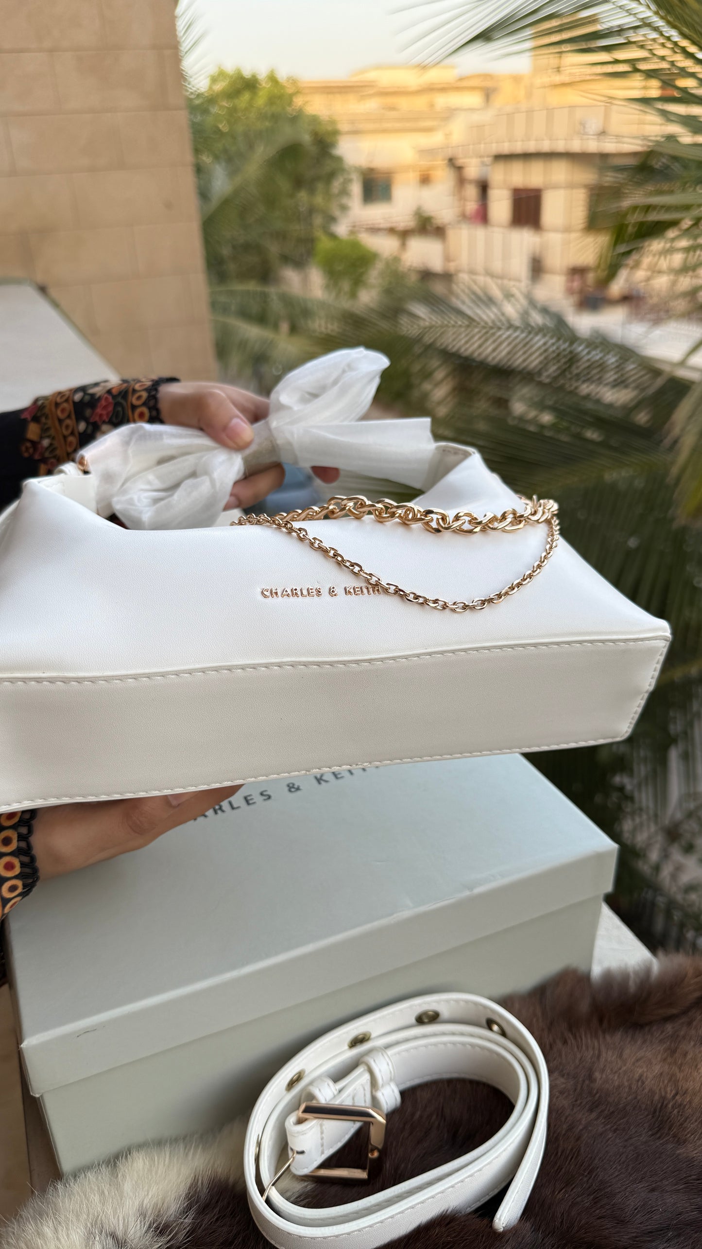 Charles & Keith Atwood chain-embellished shoulder bag-Master Series-With box