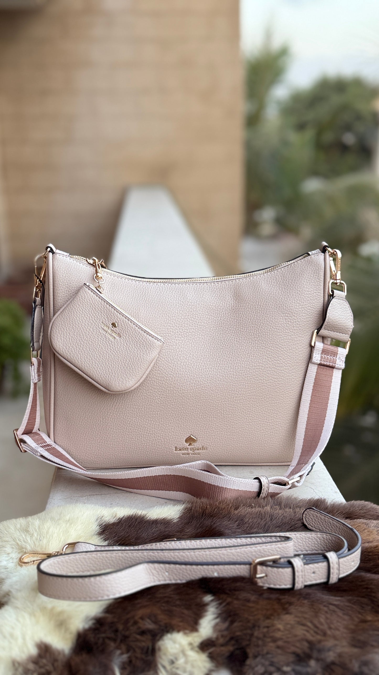 Kate Spade Emma Large Crossbody bag With mini pouch-Master Plus series Nude/Skin