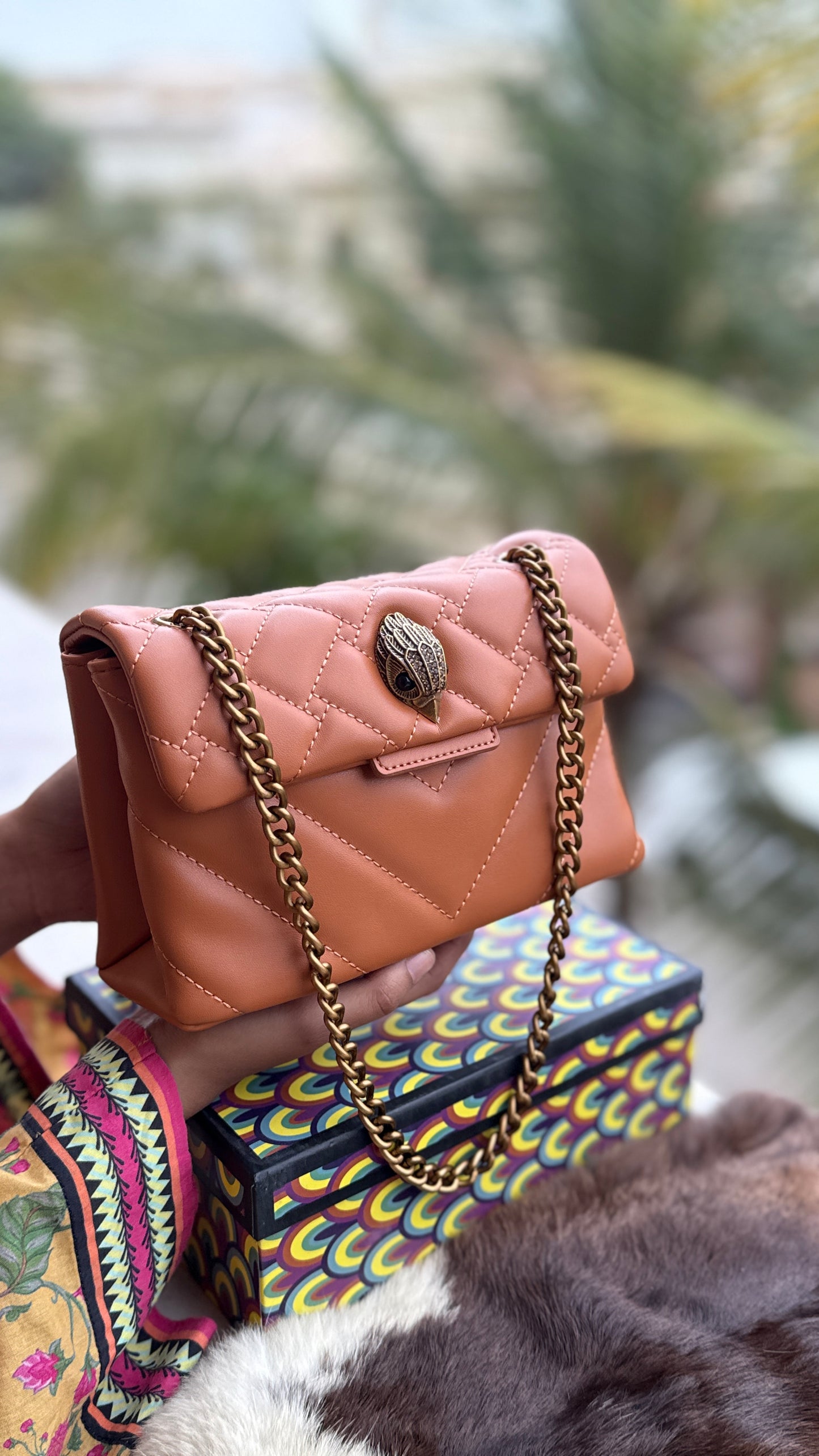 Kurt Geiger London Kensington Mini Quilted Shoulder Bag, featuring signature gold-tone hardware and a crystal-embellished eagle head-Master Series-Box included