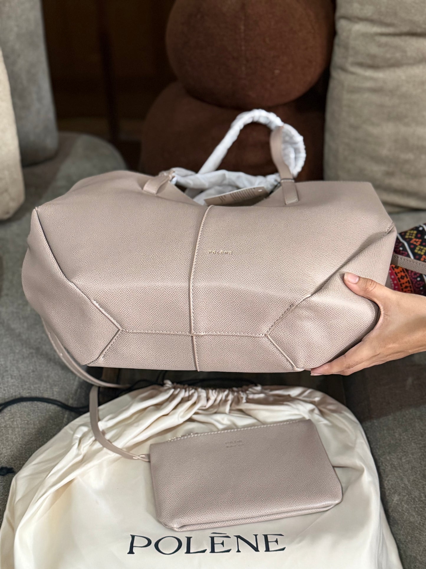 Pólene Cyme Textured edition Tote Bag! AAA TOP QUALITY With Folding Box