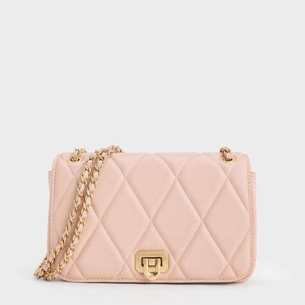 Charles & Keith Arwen Diamond-Quilt Braided-Strap Shoulder Bag-Master Series