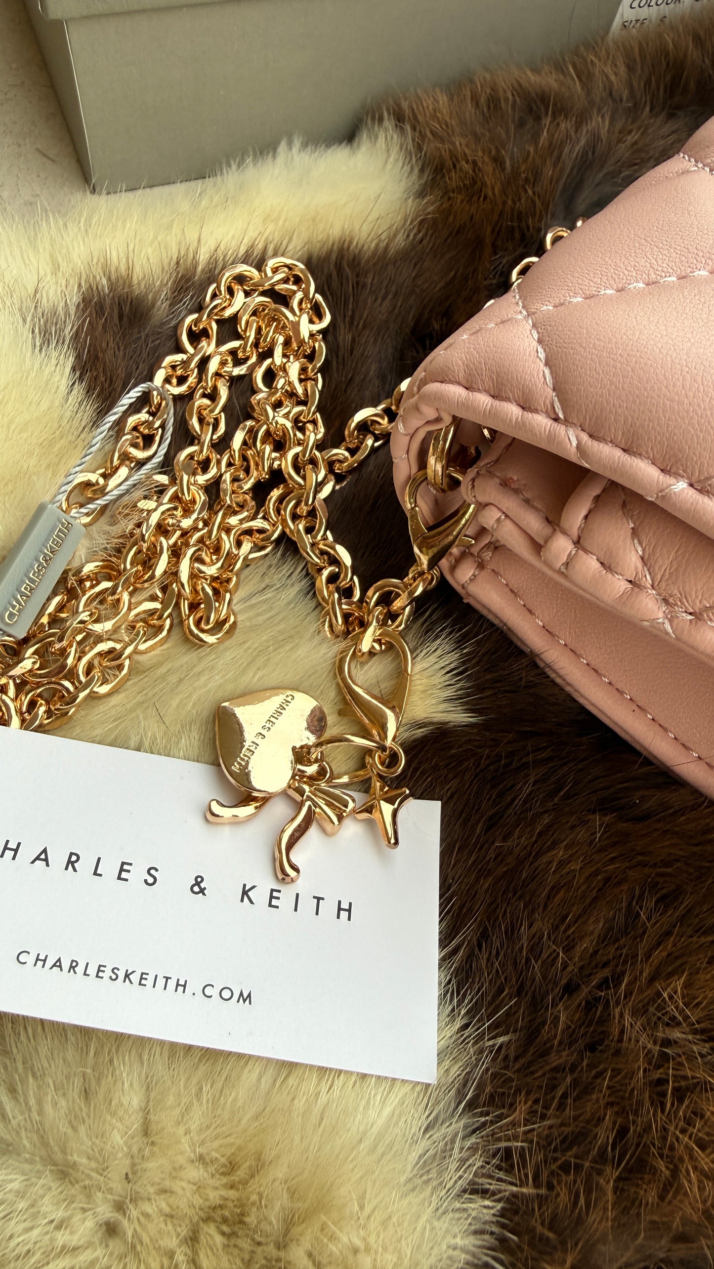 Charles & Keith Arrietty Quilted Wallet on Chain-With Box-Paper Bag