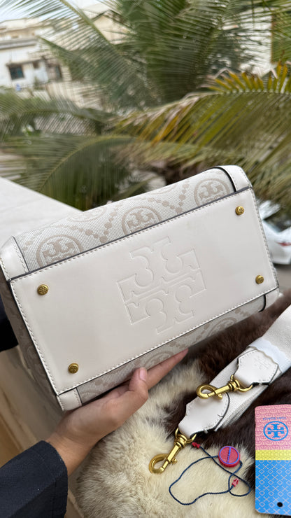 Tory Burch Petite T Monogram Jacquard Barrel Bag-Master Series.