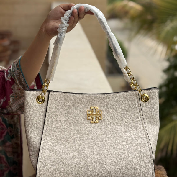 Tory Burch Britten Slouchy Tote Milky White/Cream