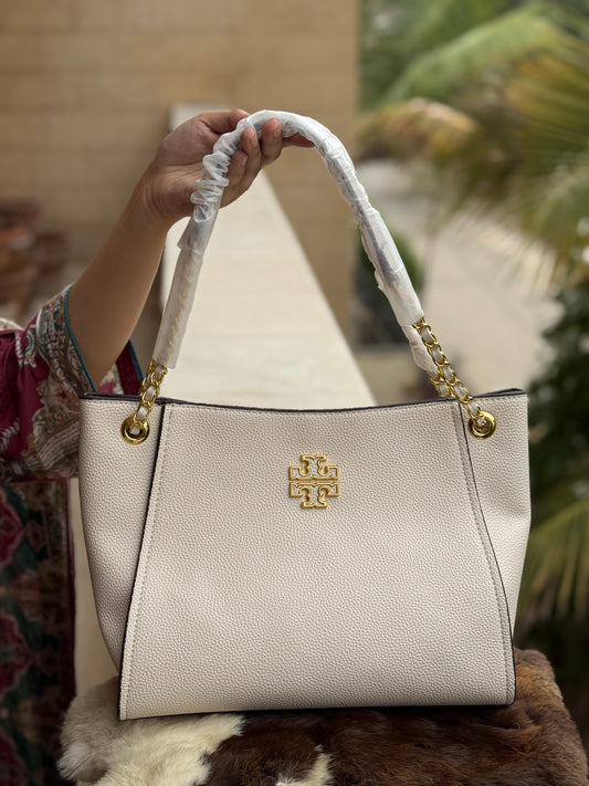 Tory Burch Britten Slouchy Tote Milky White/Cream