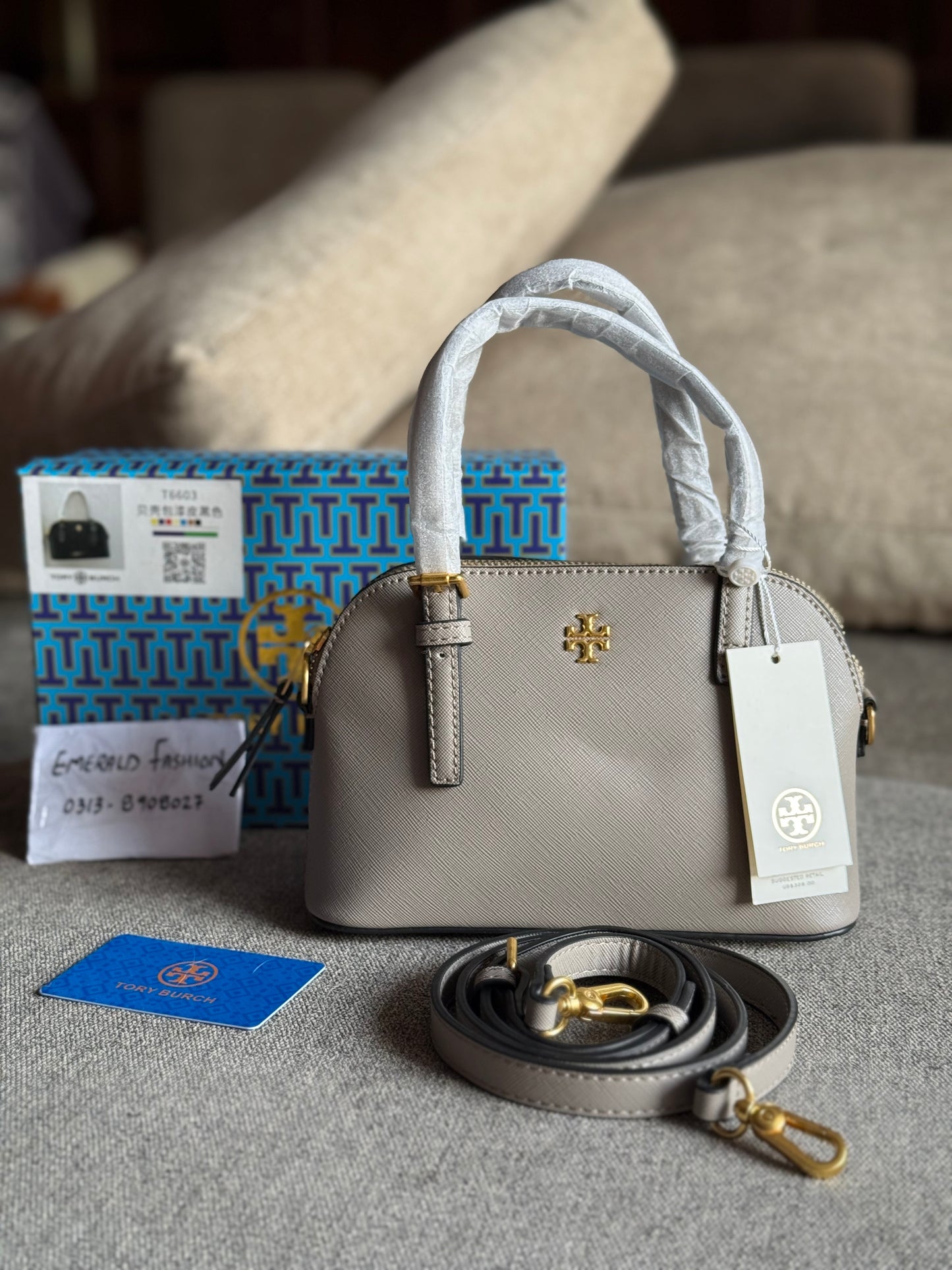 . .Tory Burch Emerson Dome Satchel With Box Packaging