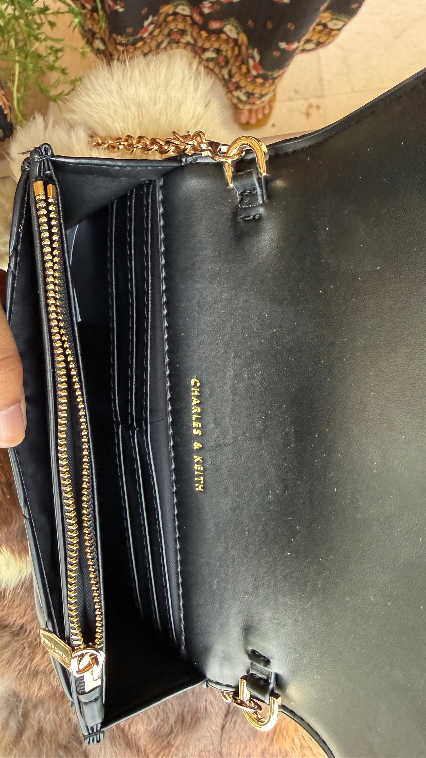 Charles & Keith Arrietty Quilted Wallet on Chain-With Box-Paper Bag