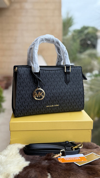 Michael Kors Laila Signature Monogram Hand bag With box.