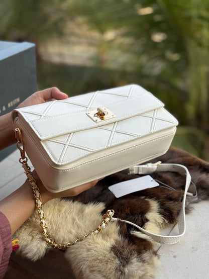 Charles & Keith Eleni Quilted Crossbody Bag-With Box