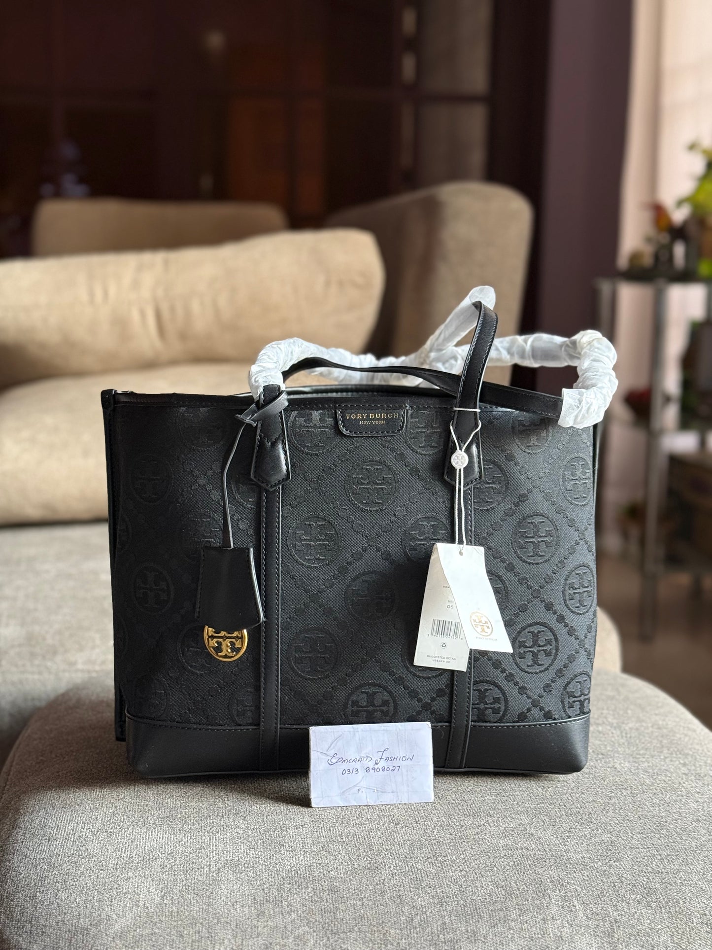 .Tory Burch Perry Monogram Tote Bag!