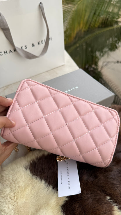 Charles & Keith Arrietty Quilted Wallet on Chain-With Box-Paper Bag