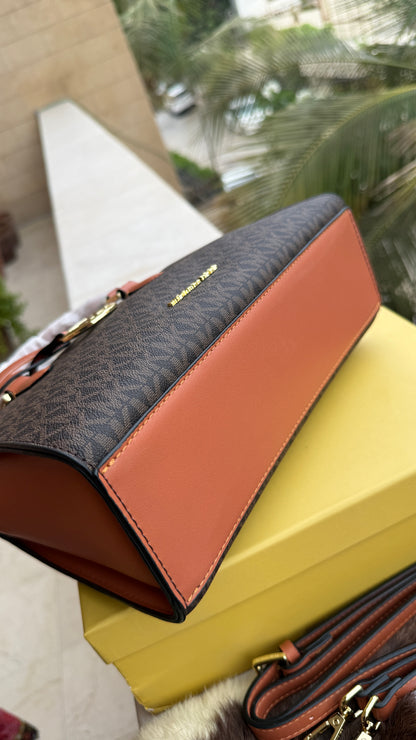 Michael Kors Laila Signature Monogram Hand bag With box.