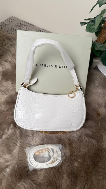 Charles & Keith Elspeth Croc-Effect Chain-Link Shoulder Bag