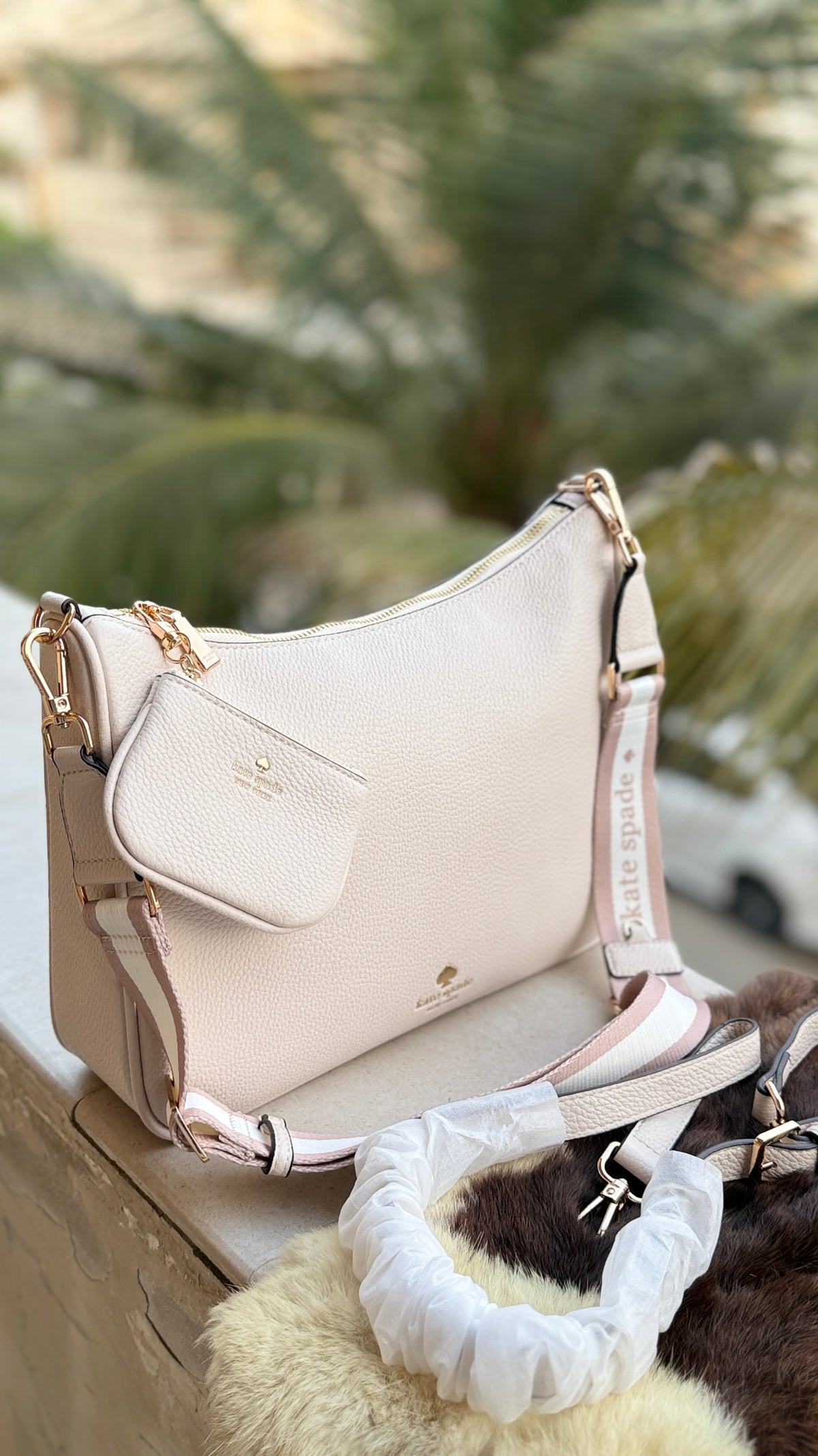 Kate Spade Emma Large Crossbody bag With mini pouch-Master Plus series Beige