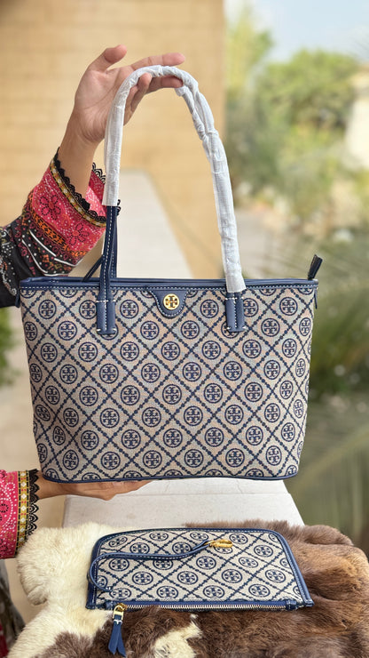 Tory Burch T Monogram Tote-Master Plus Series With Pouch